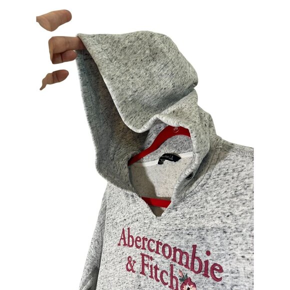 Abercrombie Hoodie Floral Embroidery S Gray Preppy Active Sporty Y2K Classic 80s - Picture 7 of 12